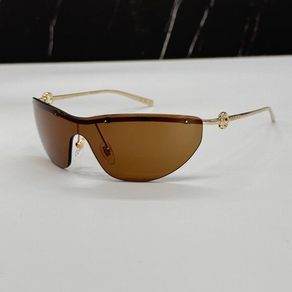 NEW GUCCI WOMEN SHIELD GG1700S 004 SUNGLASSES GOLD BROWN GUCCI EYEWEAR main image 9